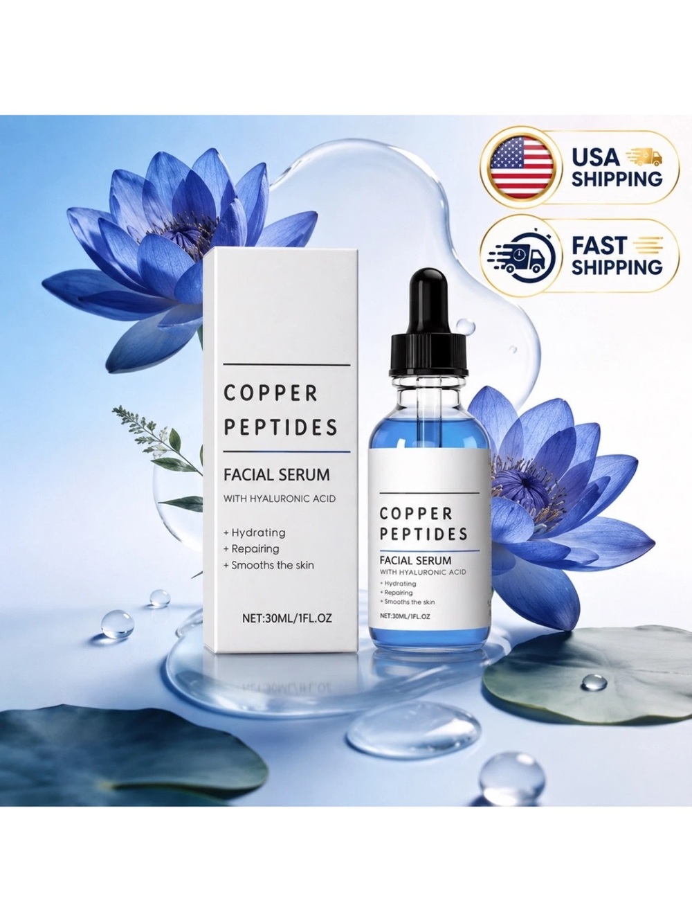 Facial Serum with Hyaluronic Acid — Blue
